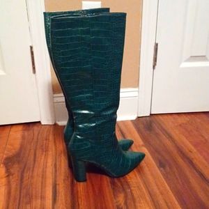 Croc calf length green boots
